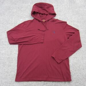 Polo Ralph Lauren Lightweight Hoodie Mens Small Red Pullover Blue Pony Cotton